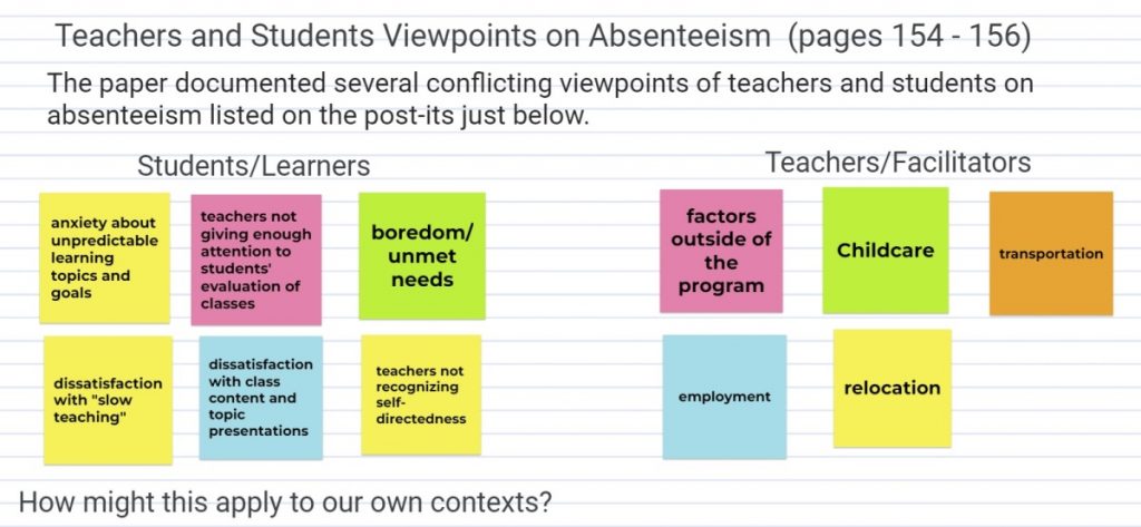 adult learners' viewpoints