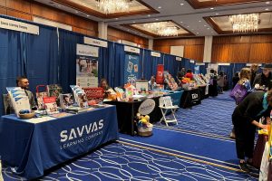 looking down the room of exhibitors