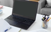 laptop on a table