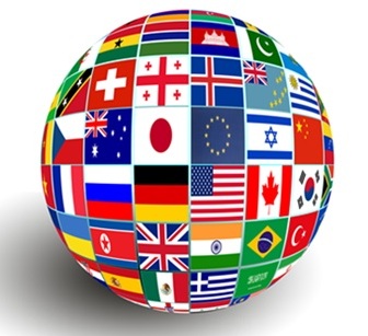 globe with international flags